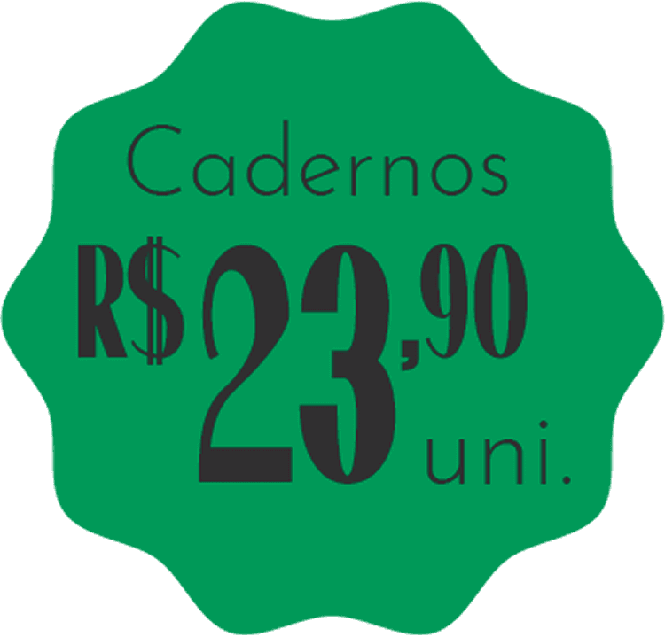 Cadernos: R$ 23,90 a unidade